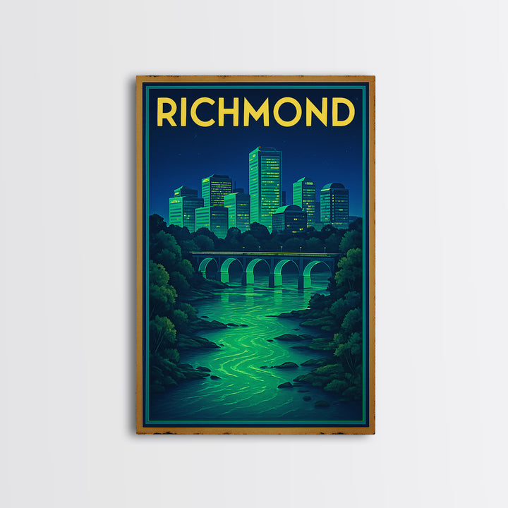 R Ichmond Travel Poster, Framed Canvas Print, Cyberpunk Style City Art, R Ichmond City Art, Home Office Decor, Gift For Travelers
