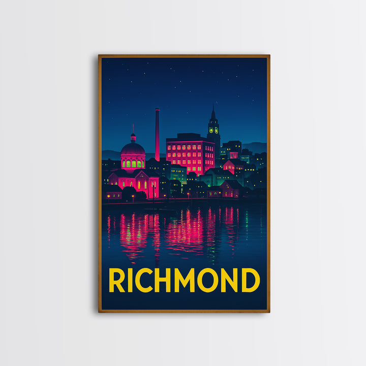 Richmond Virginia Travel Poster, Canvas Print, Cyberpunk Style City Art, Richmond Art Print, Fine Art Print, Travel Art Print, Retro Poster