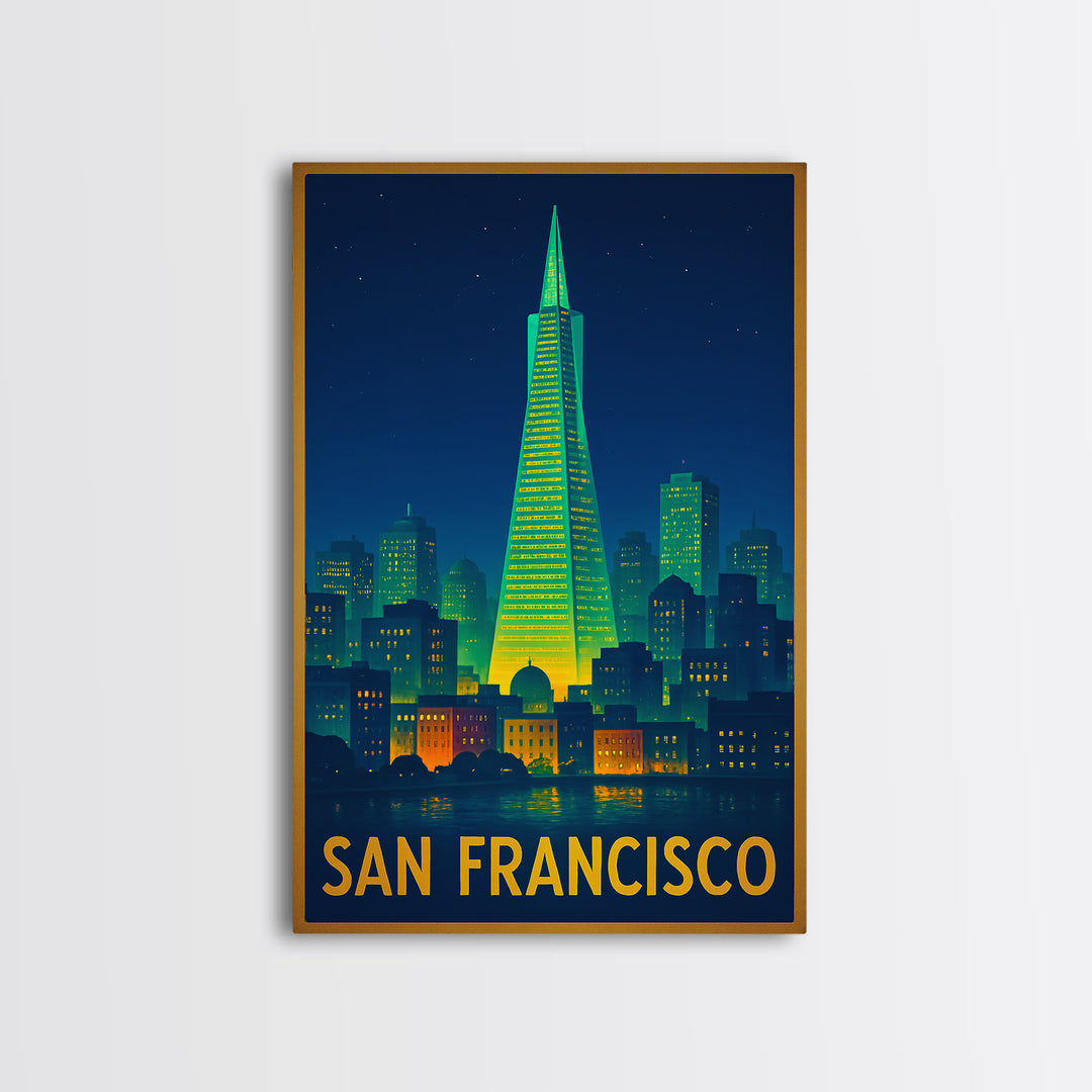 San Francisco California Travel Poster, Canvas Print, Retro Neon Travel Art, San Francisco Travel Art, Travel Poster Art, Travel Wall Decor