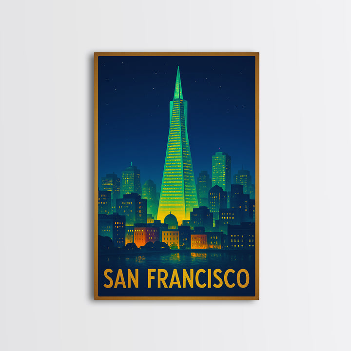 San Francisco California Travel Poster, Canvas Print, Retro Neon Travel Art, San Francisco Travel Art, Travel Poster Art, Travel Wall Decor