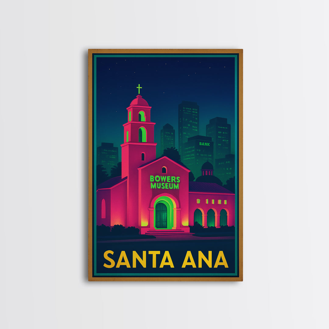 Santa Ana California Travel Poster, Canvas Print, Cyberpunk Style City Art, Santa Ana City Art, Fine Art Print, Wall Art, City Art Print