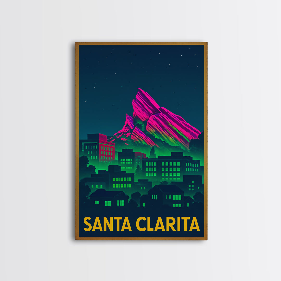 Santa Clarita California Travel Poster, Canvas Print, Electric Night Poster Art, Santa Clarita Art Print, Fine Art Print, City Art Print