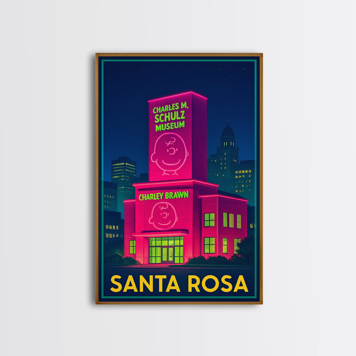 Santa Rosa California Travel Poster, Canvas Print, Electric Night Poster Art, Santa Rosa Poster Print, City Art Print, Vintage City Art