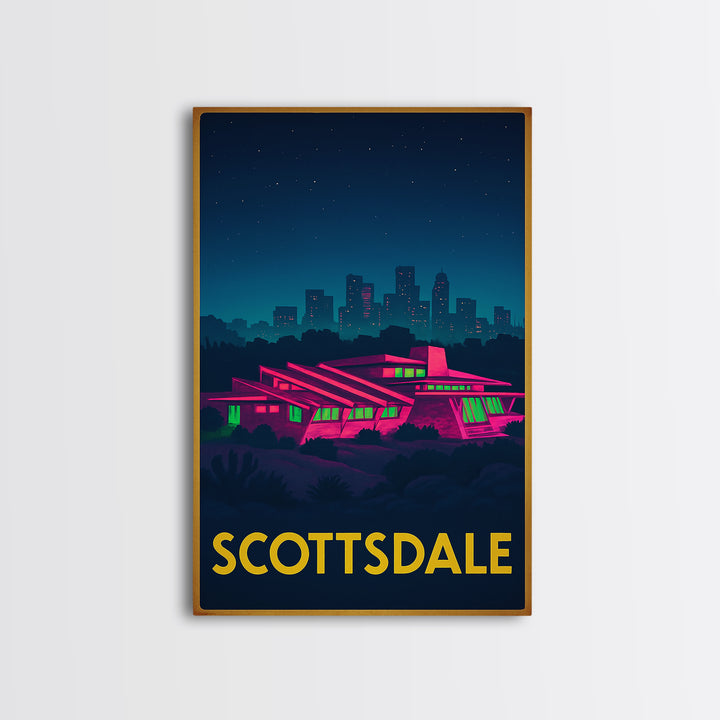 Scottsdale Arizona Travel Poster, Canvas Print, Neon Downtown Skyline Wall Art, Scottsdale Print, Art Print, Art Print, Wanderlust Decor