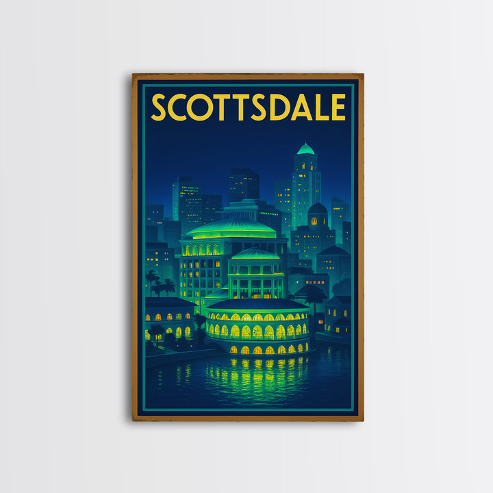 Scottsdale Travel Poster, Canvas Print, Electric Night Poster Art, Scottsdale Poster Print, Travel Wall Decor, Wanderlust Decor