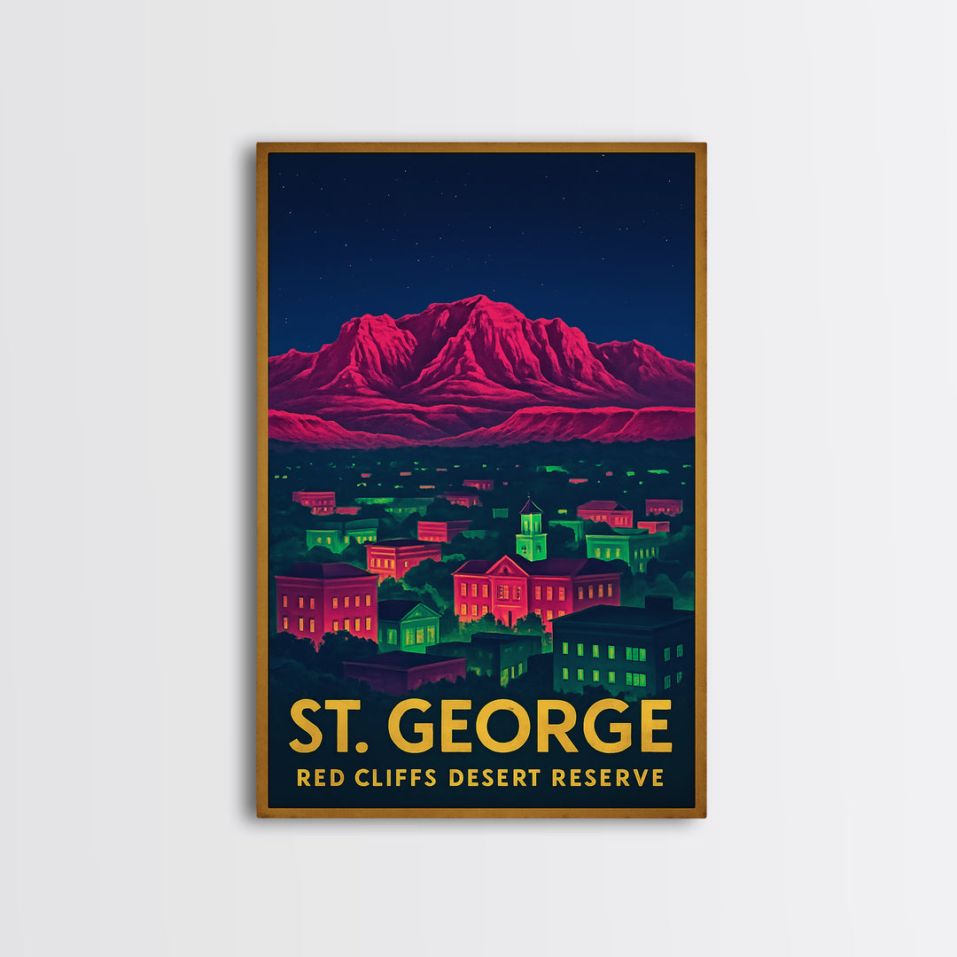 St George Utah Travel Poster, Canvas Print, Cyberpunk Style City Art, St George Art Print, Travel Art Print, Art Print, City Travel Prints