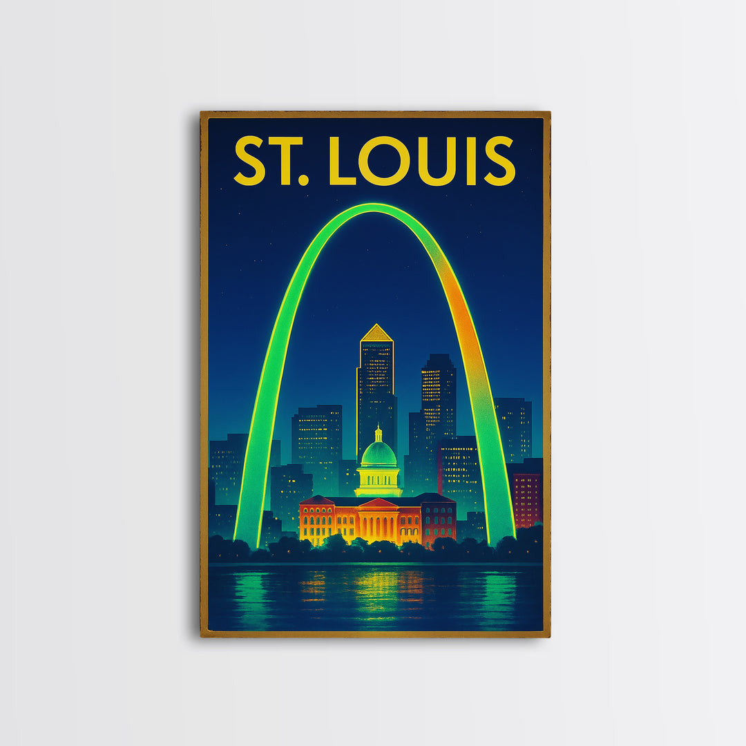St Louis Travel Poster, Canvas Print, Electric Night Poster Art, St Louis City Art, Retro Travel Print, Travel Wall Art, Fine Art Print