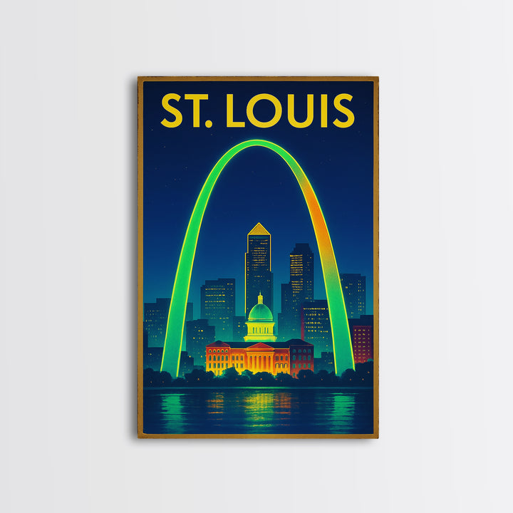 St Louis Travel Poster, Canvas Print, Electric Night Poster Art, St Louis City Art, Retro Travel Print, Travel Wall Art, Fine Art Print
