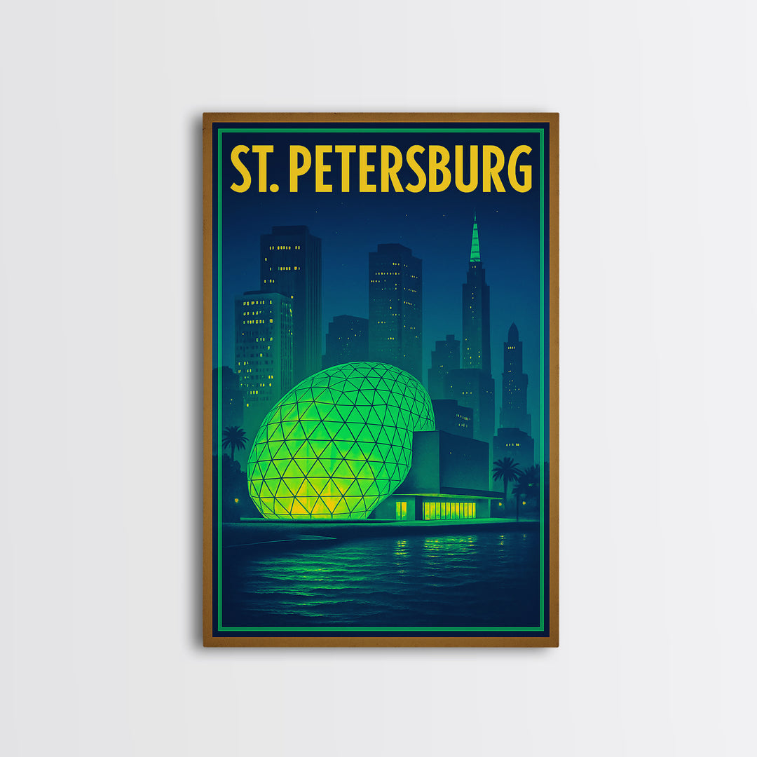 St Petersburg Travel Poster, Framed Canvas Print, Cyberpunk Style City Art, St Petersburg Wall Art, Fine Art Print, City Travel Prints