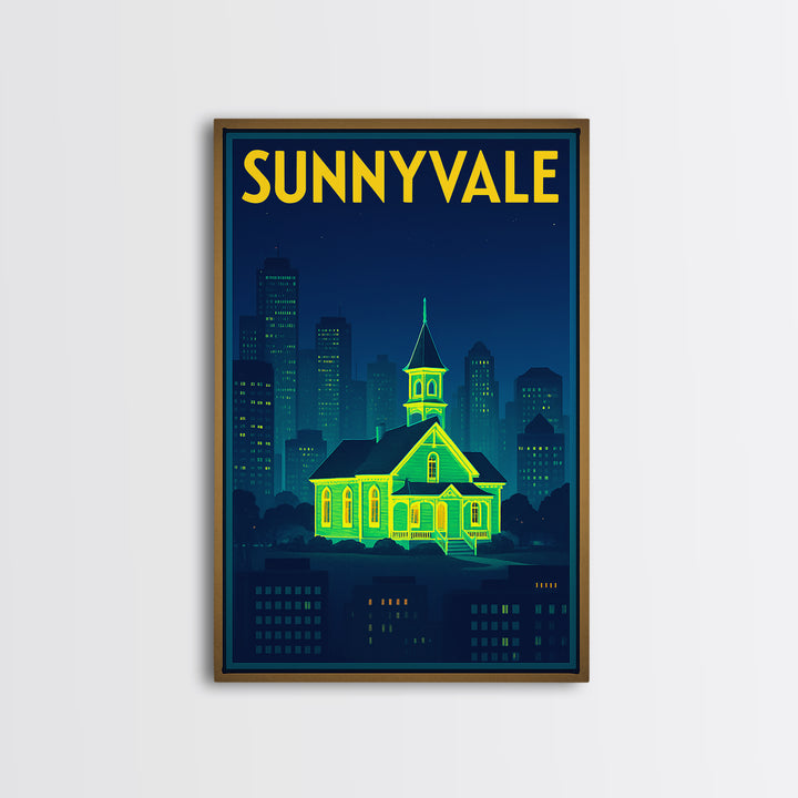 Sunnyvale Travel Poster, Canvas Print, Cyberpunk Style City Art, Sunnyvale Travel Art, Gift For Travelers, Home Office Decor, Wall Art