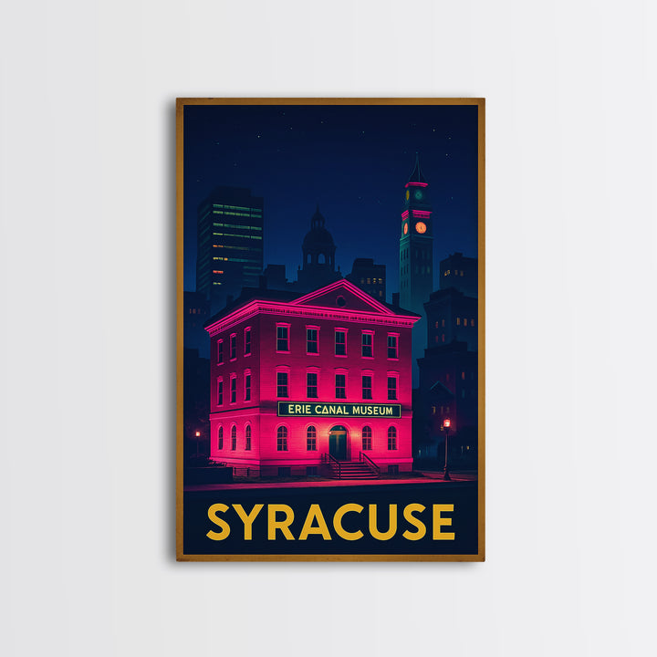 Syracuse New York Travel Poster, Canvas Print, Electric Night Poster Art, Syracuse Art Print, Travel Art Print, Office Decor, Skyline Art