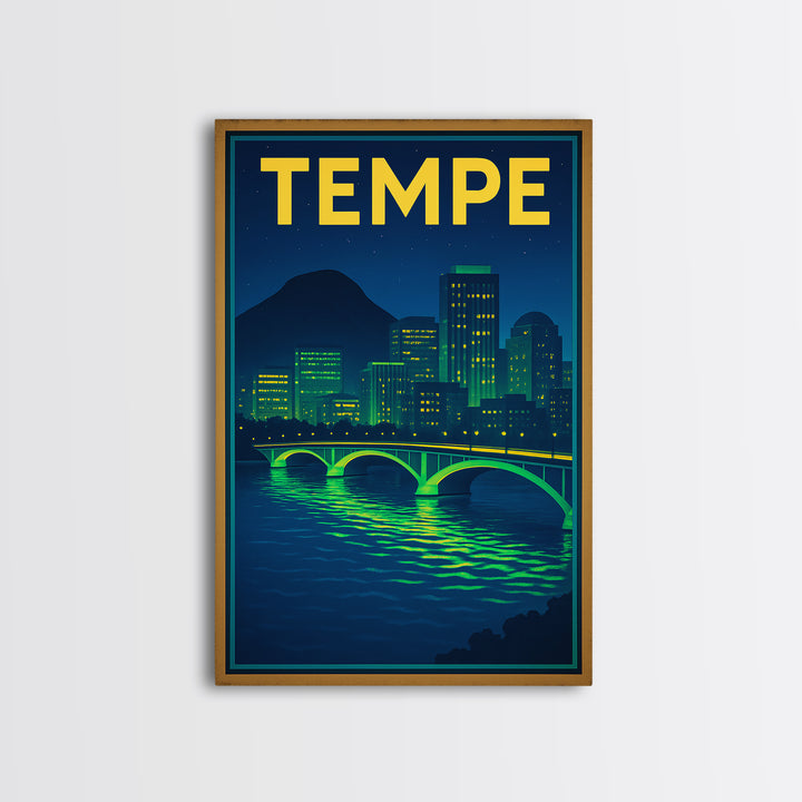 Tempe Travel Poster, Canvas Print, Cyberpunk Style City Art, Tempe Poster Print, City Travel Prints, Mid Century Wall Art, Travel Wall Art