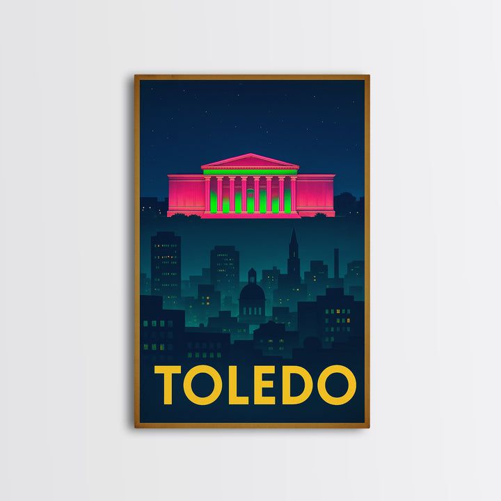 Toledo Ohio Travel Poster, Canvas Print, Cyberpunk Style City Art, Toledo Poster Print, Wanderlust Decor, Retro Travel Print, Wall Decor