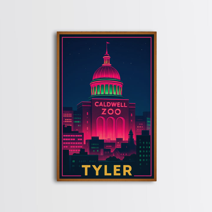 Tyler Texas Travel Poster, Canvas Print, Cyberpunk Style City Art, Tyler Art Print, Modern Wall Decor, Gift For Travelers, Travel Wall Art