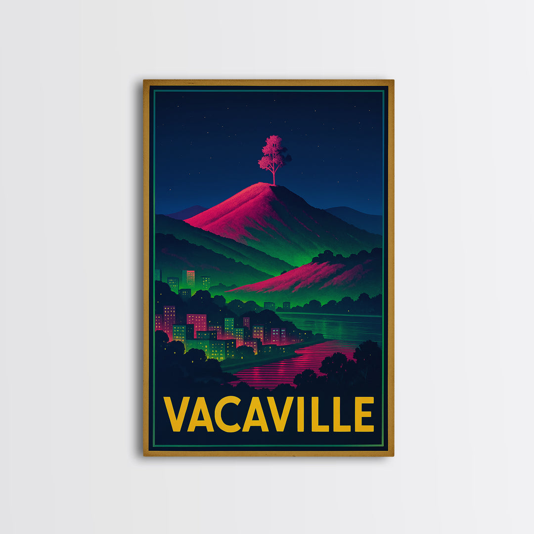 Vacaville California Travel Poster, Canvas Print, Cyberpunk Style City Art, Vacaville City Art, Travel Poster Art, Watercolor Skyline Art