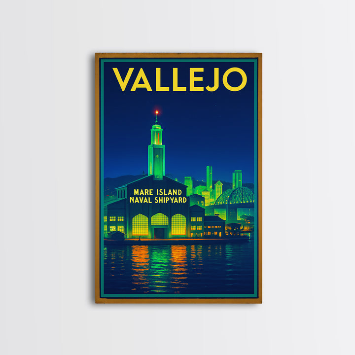 Vallejo Travel Poster, Canvas Print, Cyberpunk Style City Art, Vallejo City Art, Retro Travel Print, Gift For Travelers, Travel Wall Decor
