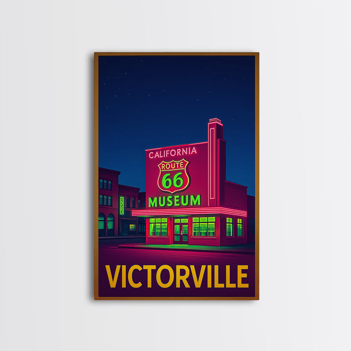 Victorville California Travel Poster, Canvas Print, Retro Neon Travel Art, Victorville City Art, Fine Art Print, Wall Decor, Travel Art