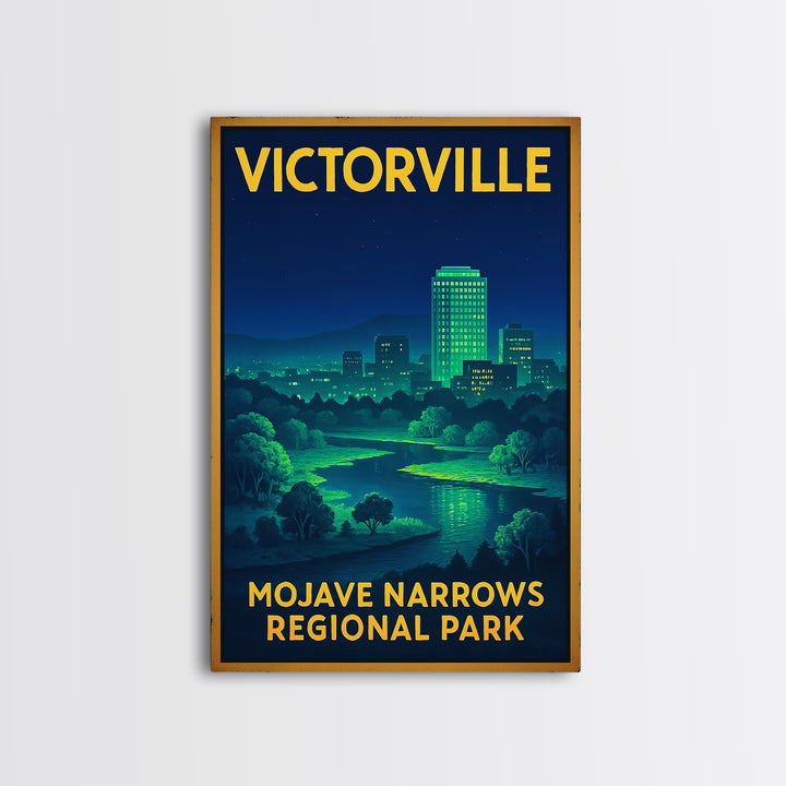 Victorville Travel Poster, Framed Canvas Print, Cyberpunk Style City Art, Victorville Wall Art, Eclectic Wall Decor, Wanderlust Decor