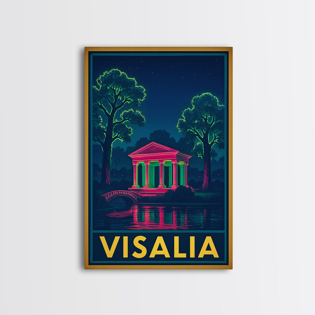 Visalia California Travel Poster, Canvas Print, Cyberpunk Style City Art, Visalia Wall Art, Home Office Decor, Travel Art Print, Wall Art