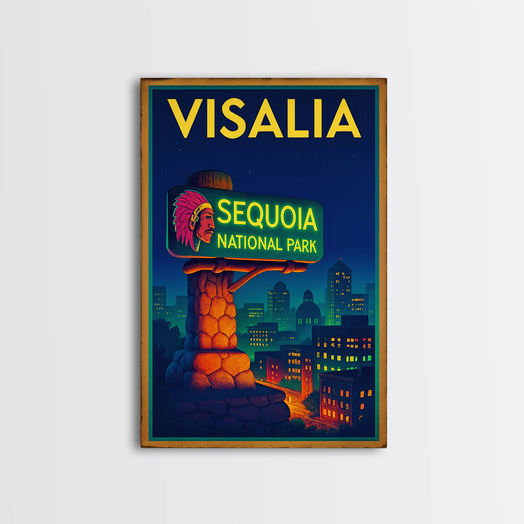 Visalia Travel Poster, Canvas Print, Cyberpunk Style City Art, Visalia Wall Art, City Travel Prints, Home Office Decor, City Art Print