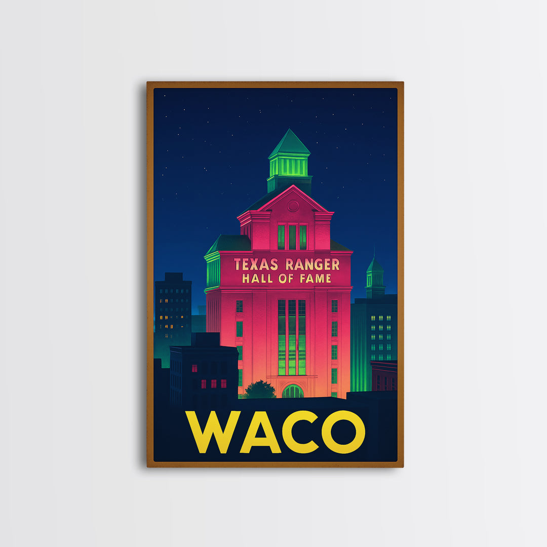 Waco Texas Travel Poster, Canvas Print, Cyberpunk Style City Art, Waco Travel Art, Travel Wall Art, City Art Print, Home Office Decor