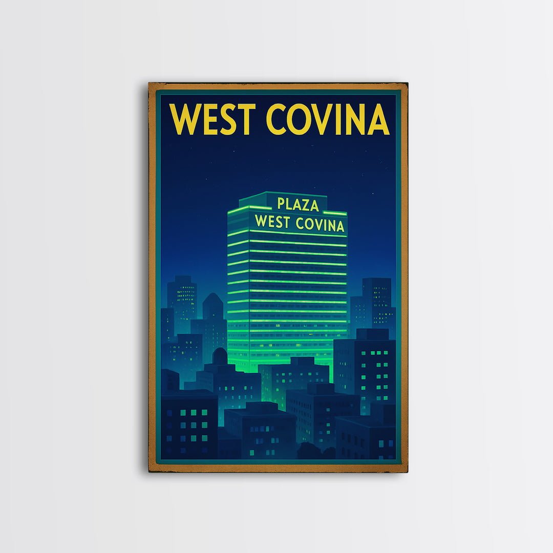 West Covina Travel Poster, Canvas Print, Cyberpunk Style City Art, West Covina City Art, Travel Poster Set, Travel Wall Art, Poster Print