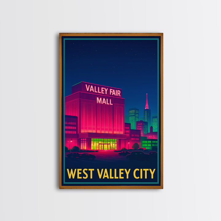 West Valley City Utah Travel Poster, Canvas Print, Cyberpunk Style City Art, West Valley City Poster Print, Poster Art, Travel Wall Art