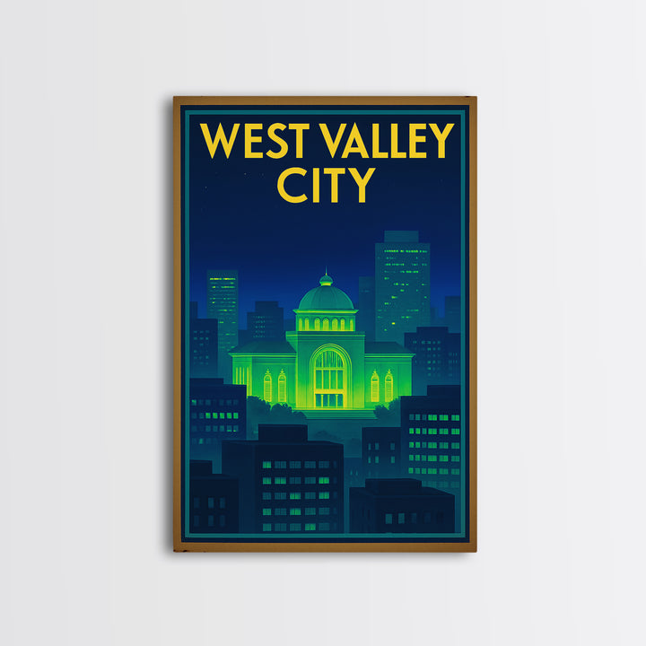 West Valley City Travel Poster, Canvas Print, Cyberpunk Style City Art, West Valley City City Art, Travel Poster Set, Eclectic Wall Decor