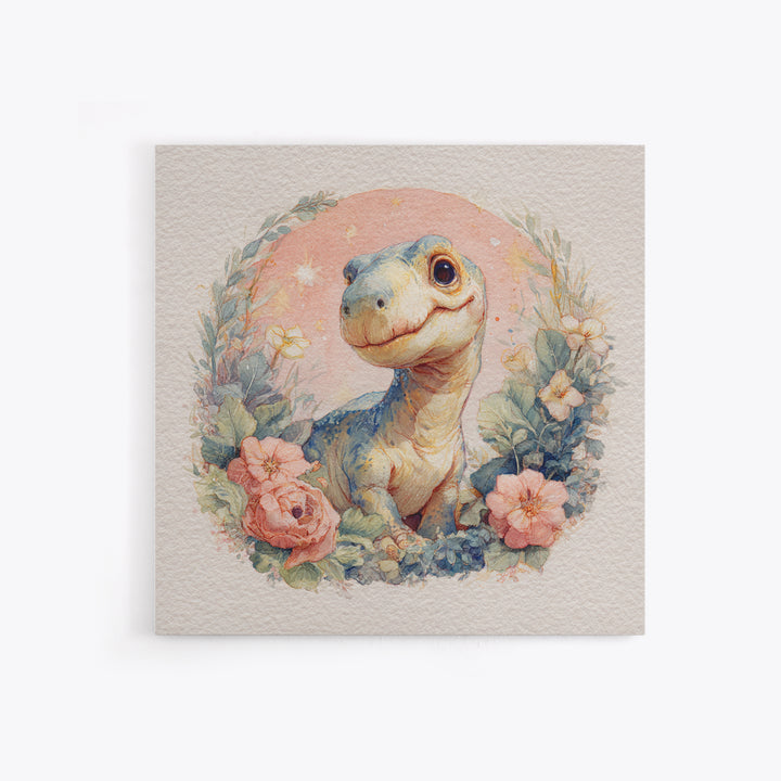 Tiny Dinosaur with Friendly Expression Canvas Print, Nursery Art, Nursery Prints, Nursery Decor, Oil Painting, Nursery, NUR-1x1-15
