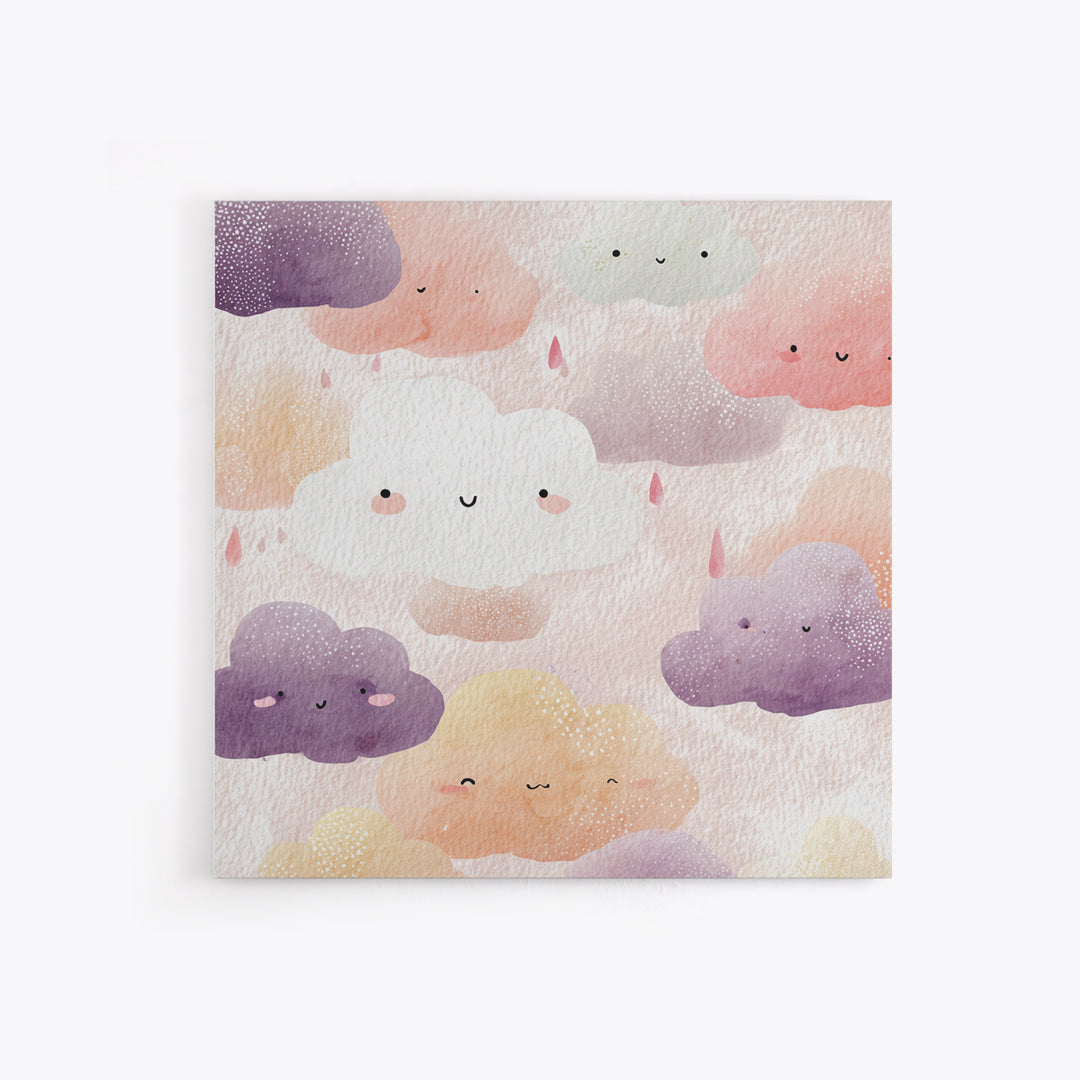 Clouds and Raindrops Canvas Print, Nursery Art, Digital Download Art, Nursery Decor, Oil Painting, Nursery, Whimsical Wall Art, NUR-1x1-22