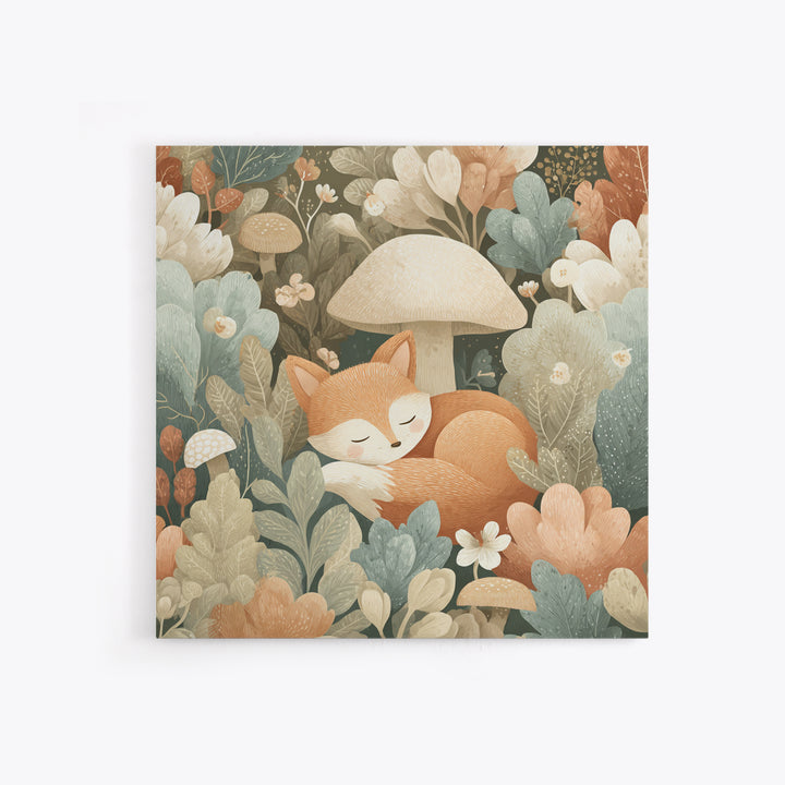 Woodland Fox Tucked Framed Canvas Print, Nursery Art, Nursery Wall Art, Nursery Decor, Oil Painting, Nursery, Woodland Nursery, NUR-1x1-28