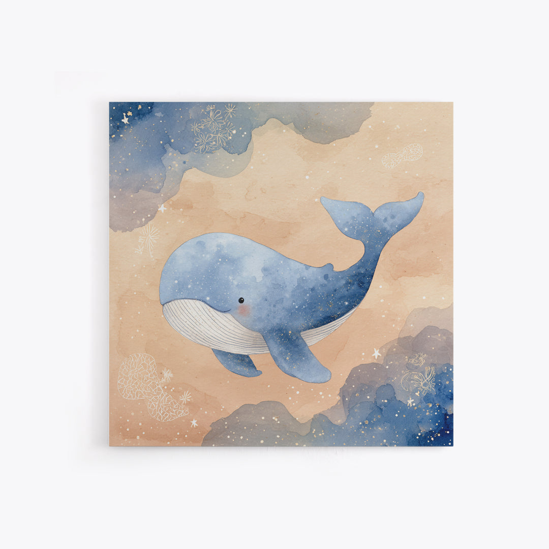Whale and Tiny Stars Framed Canvas Print, Nursery Art, Home Decor, Nursery Decor, Fine Art, Nursery, Contemporary Art, NUR-1x1-32