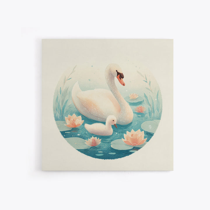 Swan and Cygnet Framed Canvas Print, Nursery Art, Luxury Decor, Nursery Decor, Nursery, Nursery Wall Art, Printable Art, NUR-1x1-40
