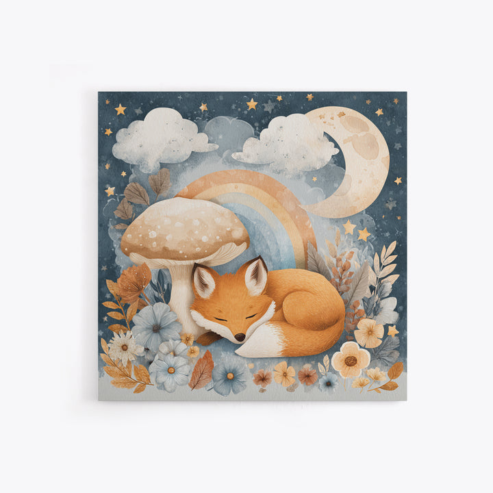 Woodland Fox Tucked Framed Canvas Print, Nursery Art, Kids Wall Art, Nursery Decor, Fine Art, Nursery, Gallery Decor, NUR-1x1-52