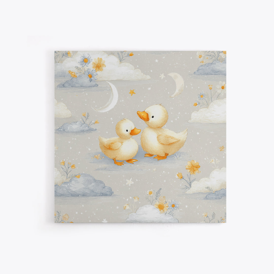 Ducklings Following a Mother Duck Canvas Print, Nursery Art, Neutral Decor, Nursery Decor, Fine Art, Nursery, Wall Decor, NUR-1x1-86