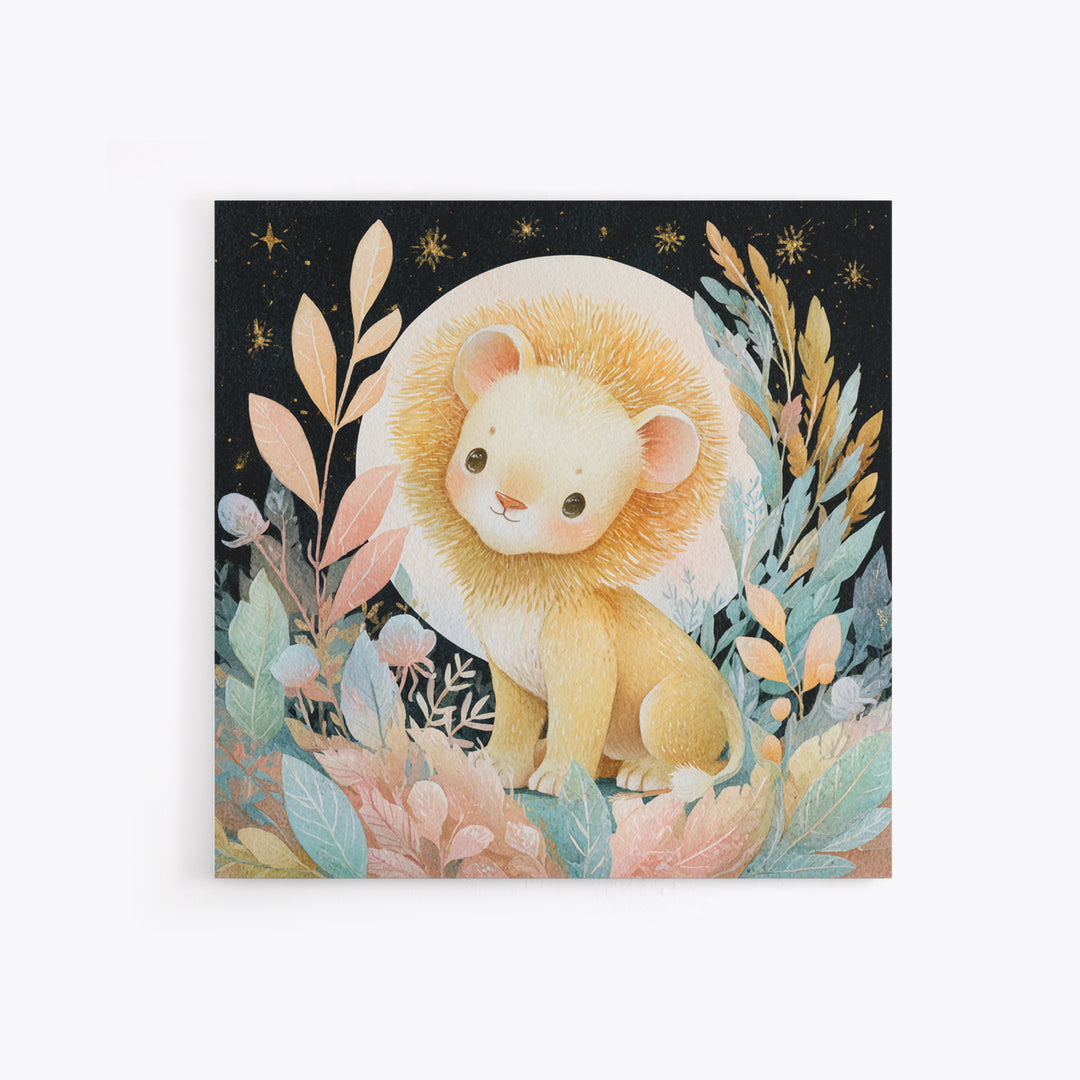 Lion Cub with Soft Golden Mane Canvas Print, Nursery Art, Woodland Nursery Art, Nursery Decor, Fine Art, Nursery, NUR-1x1-9