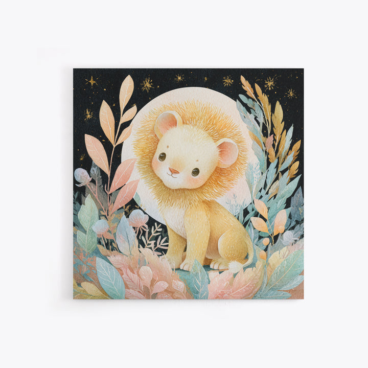 Lion Cub with Soft Golden Mane Canvas Print, Nursery Art, Woodland Nursery Art, Nursery Decor, Fine Art, Nursery, NUR-1x1-9