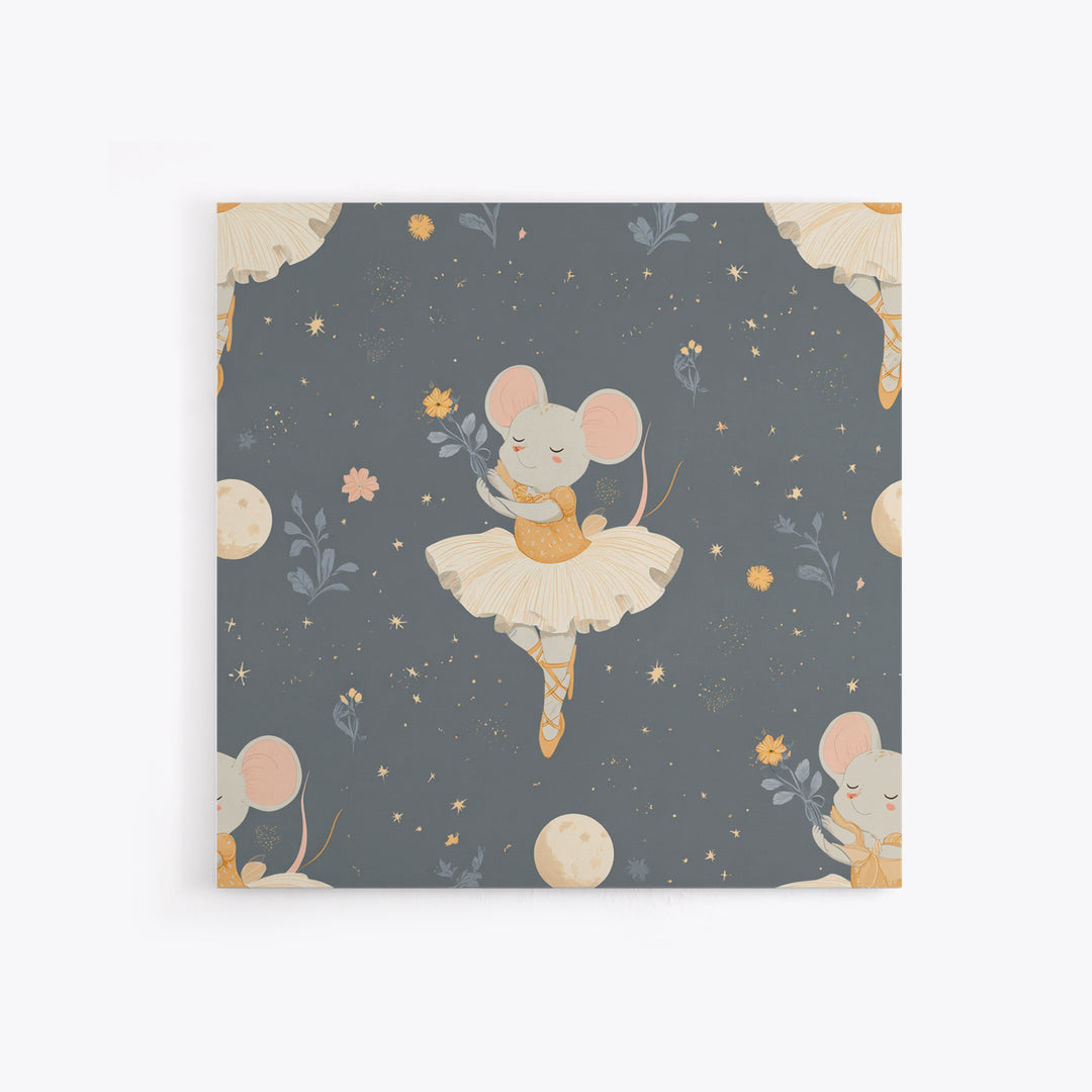 Ballet Mouse in Storybook Style Canvas Print, Nursery Art, Kids Room Art, Nursery Decor, Fine Art, Nursery, Textured Painting, NUR-1x1-92