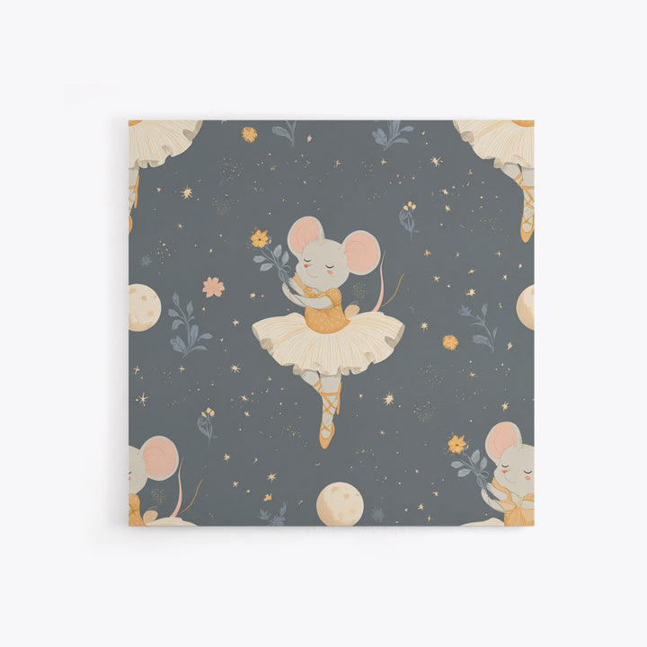 Ballet Mouse in Storybook Style Canvas Print, Nursery Art, Kids Room Art, Nursery Decor, Fine Art, Nursery, Textured Painting, NUR-1x1-92