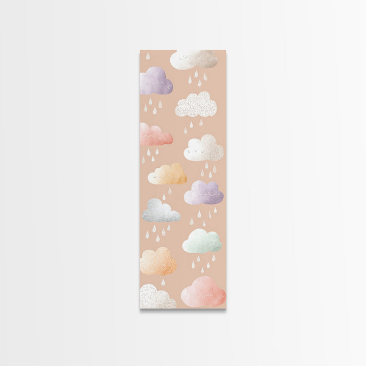 Clouds and Raindrops Canvas Print, Nursery Art, Woodland Nursery, Nursery Decor, Nursery, Gallery Decor, Neutral Decor, NUR-1x3-10