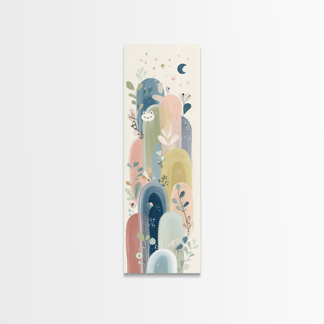 Rainbow Arch with Muted Nursery Colors Framed Canvas Print, Nursery Art, Art Print, Nursery Decor, Fine Art, Nursery, NUR-1x3-19