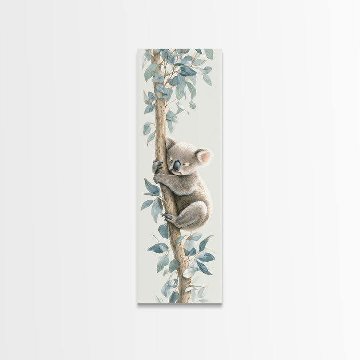 Sleeping Koala on Eucalyptus Branch Canvas Print, Nursery Art, Digital Art, Nursery Decor, Watercolor Art, Nursery, NUR-1x3-25