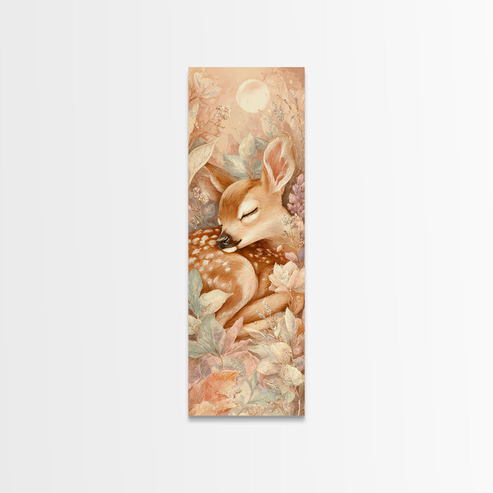 Deer Fawn Sleeping Canvas Print, Nursery Art, Wall Art, Nursery Decor, Fine Art, Nursery, Nursery Prints, Playroom Decor, NUR-1x3-35
