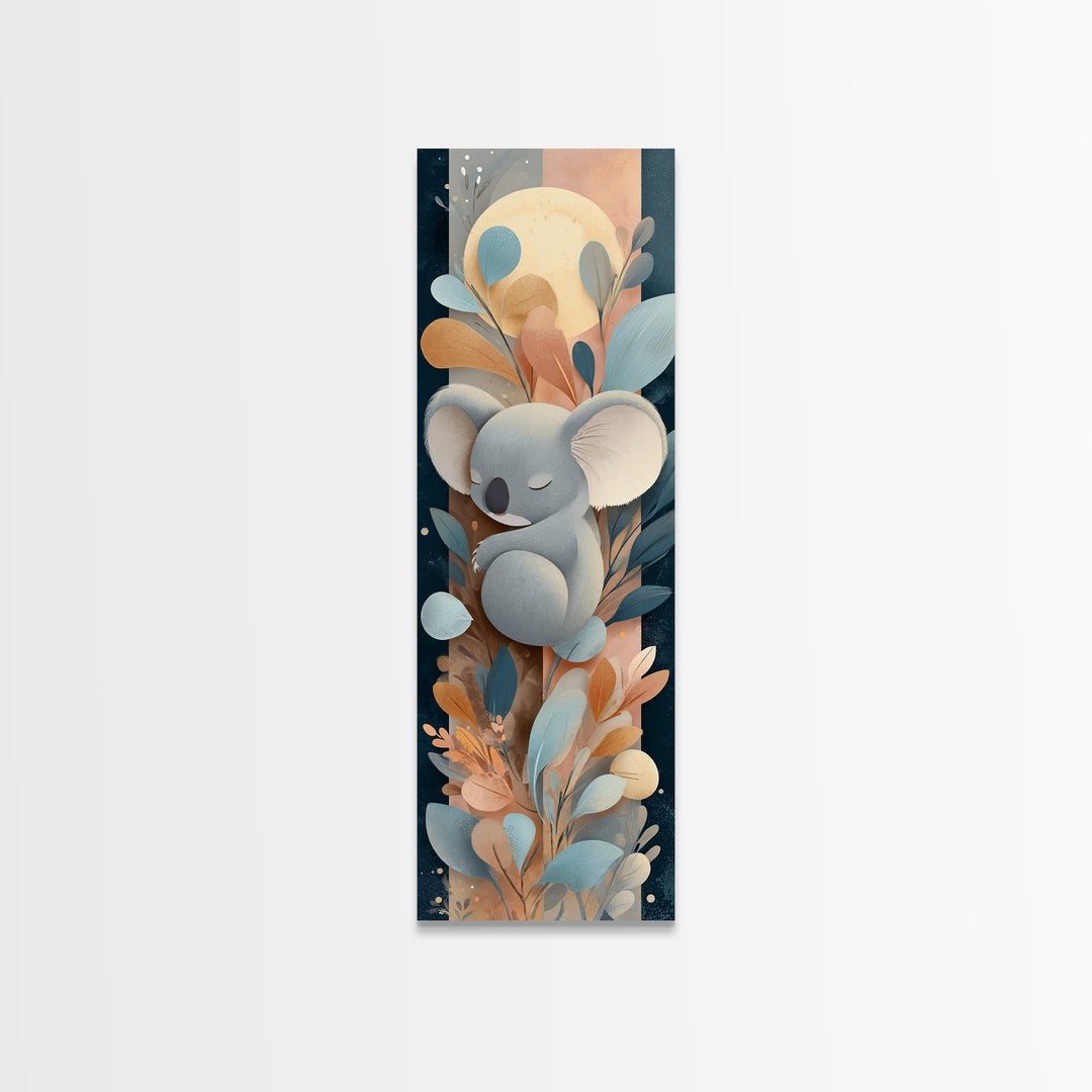 Sleeping Koala on Eucalyptus Branch Canvas Print, Nursery Art, Kids Room Wall Art, Nursery Decor, Watercolor Art, Nursery, NUR-1x3-49