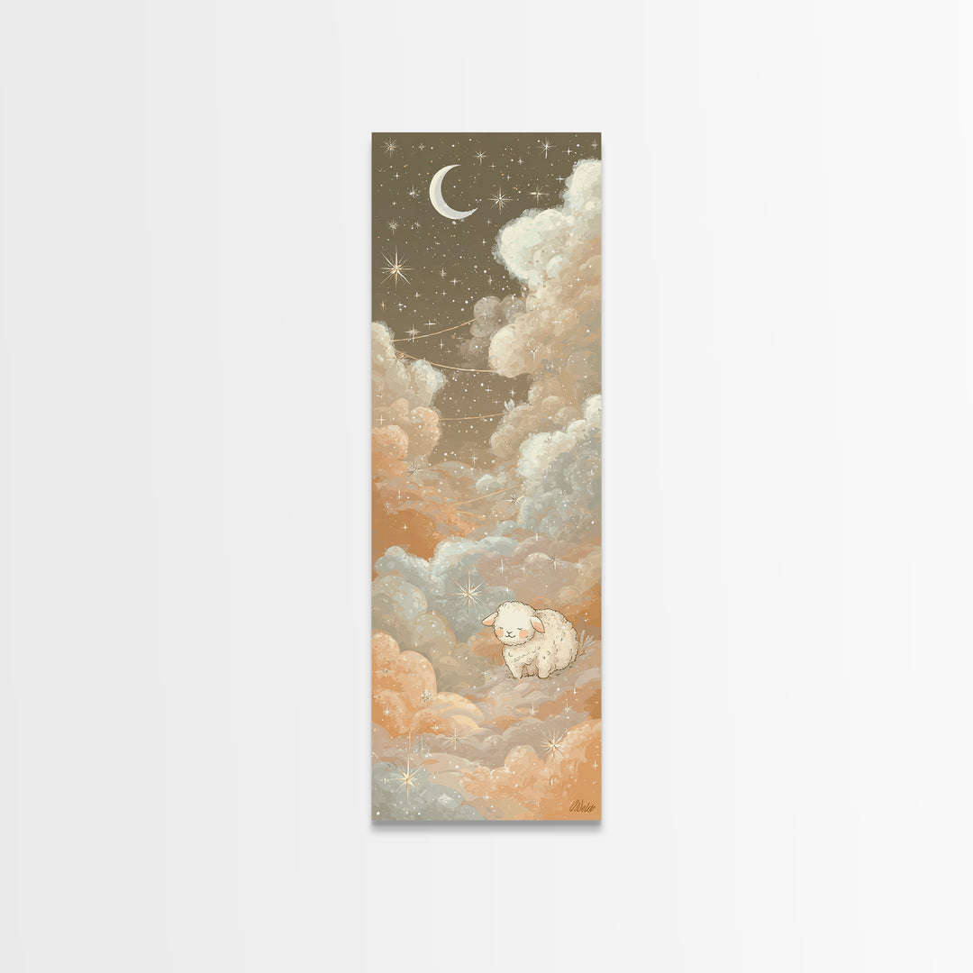 Little Lamb under a Starry Sky Canvas Print, Nursery Art, Contemporary Art, Nursery Decor, Fine Art, Nursery, Nursery Prints, NUR-1x3-7
