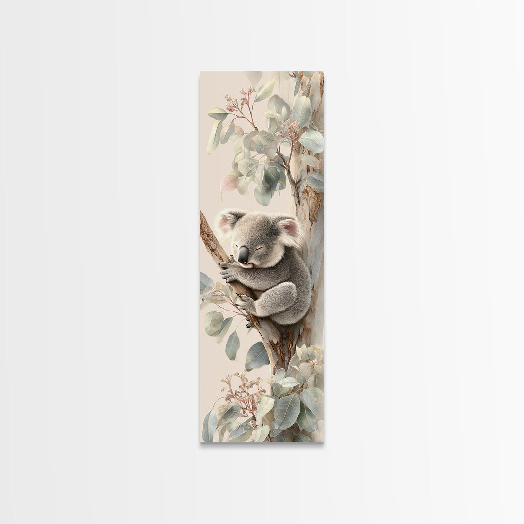Sleeping Koala on Eucalyptus Branch Canvas Print, Nursery Art, Wall Hangings, Nursery Decor, Oil Painting, Nursery, NUR-1x3-73