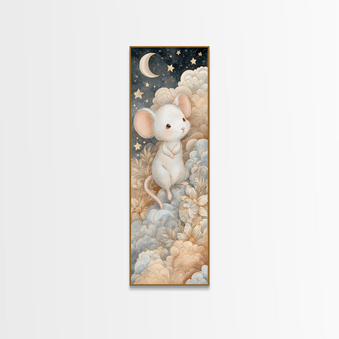 Ballet Mouse in Storybook Style Framed Canvas Print, Nursery Art, Fine Art Print, Nursery Decor, Fine Art, Nursery, Digital Art, NUR-1x3-8