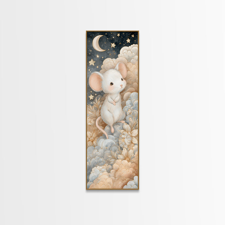 Ballet Mouse in Storybook Style Framed Canvas Print, Nursery Art, Fine Art Print, Nursery Decor, Fine Art, Nursery, Digital Art, NUR-1x3-8