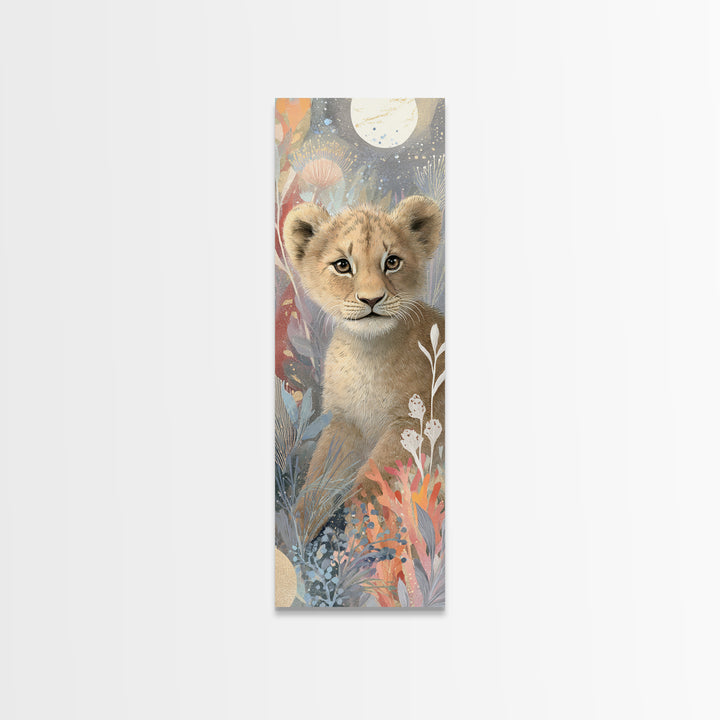 Lion Cub with Soft Golden Mane Canvas Print, Nursery Art, Minimalist Decor, Nursery Decor, Nursery, Nursery Wall Decor, NUR-1x3-93