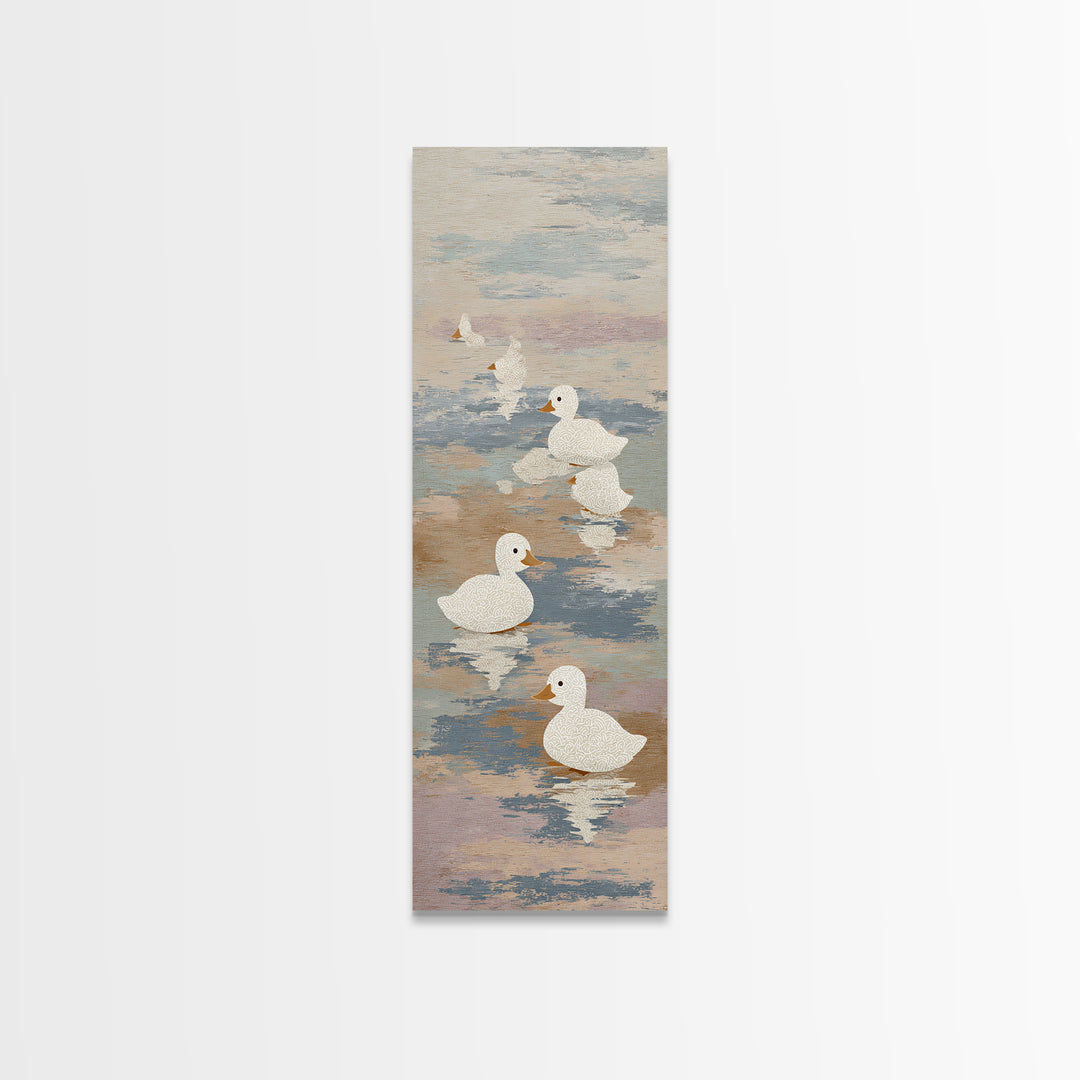 Ducklings Following a Mother Duck Canvas Print, Nursery Art, Fine Art Print, Nursery Decor, Fine Art, Nursery, Digital Art, NUR-1x3-98